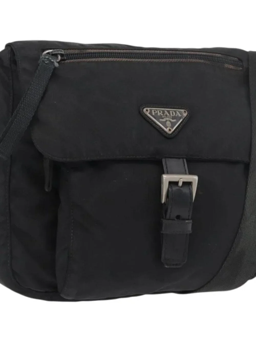 PRADA Shoulder Bag Nylon Black Silver Auth ka3998